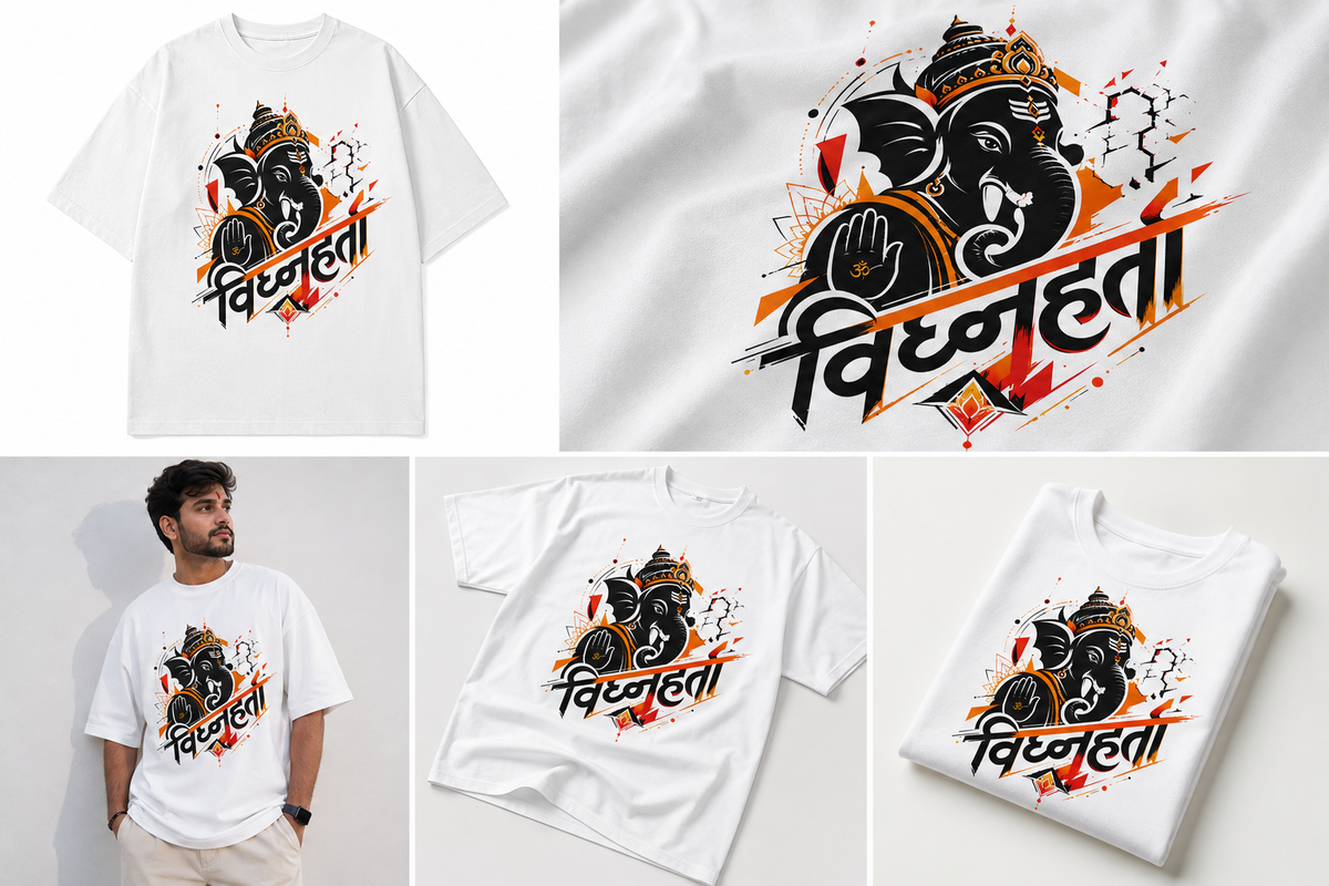 Vighnaharta Ganpati T-Shirt | Minimalist Ganesha