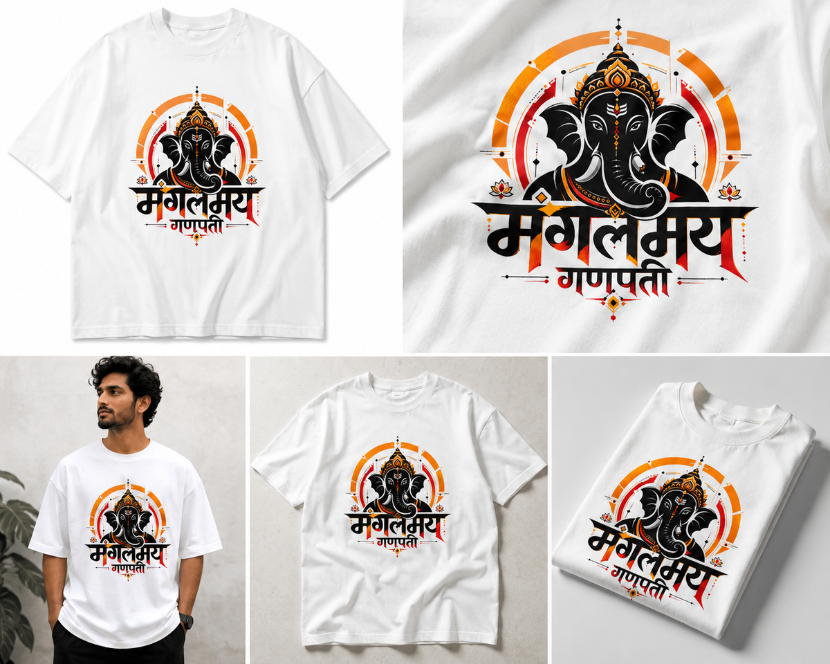 Mangalmay Ganpati T-Shirt | Minimalist Ganesha
